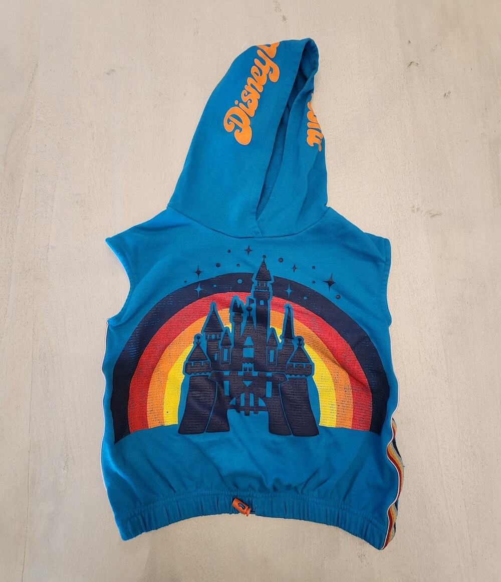 Disney Parks Rainbow Cropped Hooded Top Child SZ Medium Disneyland Vacation